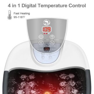 Foot Spa Bath Massager with Heat, Foot Bath with 22 Massage Rollers, Temperature Control, Jets, Bubbles, Epsom Salt and Vibration, Pedicure Foot Spa for Relaxation - Black