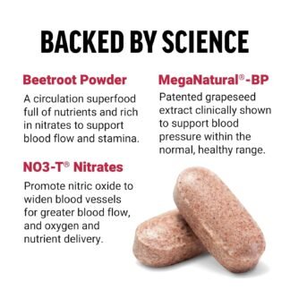 Force Factor Total Beets Blood Pressure Support with Grape Seed Extract and Non GMO Beet Root Powder for Heart Health, Circulation, & Blood Flow, 120 Count