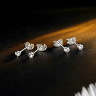 FOSIR 10 Pairs Tiny Womens Surgical Stainless Steel Clear Cubic Zirconia Stud Earrings, Hypoallergenic 316L Earrings Set