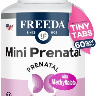 FREEDA Mini Prenatal Vitamin - Kosher Prenatals -Tiny Easy to Swallow Tablets - Prenatal Vitamins with Iron, Prenatal Folic Acid/Folate, Vitamin D - Pre Natal Multivitamin for...