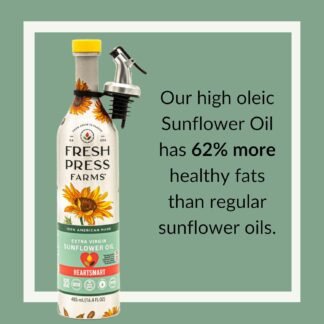 Fresh Press Farms Cold Pressed Extra Virgin Sunflower Oil, 16.4 Fl Oz (Pack of 2), High Oleic, Georgia Grown, 100% American Made, Unrefined, Certified Whole30, Non-GMO, Keto,...