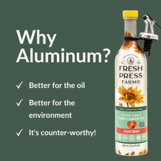 Fresh Press Farms Cold Pressed Extra Virgin Sunflower Oil, 16.4 Fl Oz (Pack of 2), High Oleic, Georgia Grown, 100% American Made, Unrefined, Certified Whole30, Non-GMO, Keto,...