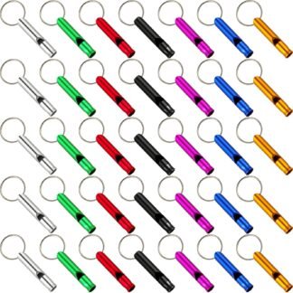 Frienda 35 Pieces Emergency Whistle with Keychain, Aluminum Emergency Survival Whistle for Camping Hiking Hunting Outdoors Sports, Loud Sound
