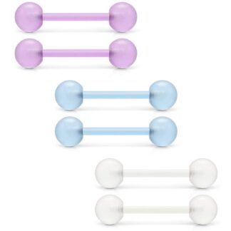 Ftovosyo 14G 16mm Glow in Dark Flexible Acrylic Straight Tongue Nipple Ring Retainer Body Piercing Jewelry for Women Men 6-36PCS