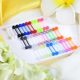 Ftovosyo 14G 16mm Glow in Dark Flexible Acrylic Straight Tongue Nipple Ring Retainer Body Piercing Jewelry for Women Men 6-36PCS