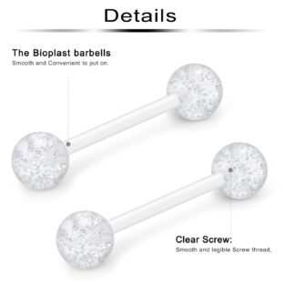 Ftovosyo 14G 16mm Glow in Dark Flexible Acrylic Straight Tongue Nipple Ring Retainer Body Piercing Jewelry for Women Men 6-36PCS