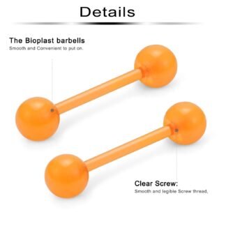 Ftovosyo 14G 16mm Glow in Dark Flexible Acrylic Straight Tongue Nipple Ring Retainer Body Piercing Jewelry for Women Men 6-36PCS