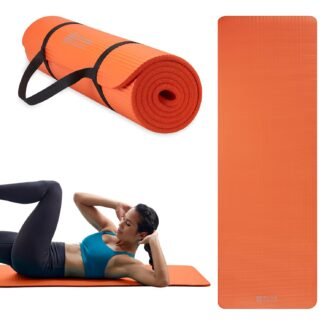 Gaiam Essentials 2/5" Thick (10mm) Yoga & Pilates, Fitness & Exercise Mat with Easy-Cinch Carrier Strap Cushion Support For Fitness and Gym Workouts