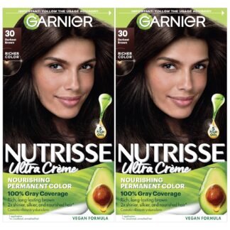 Garnier Hair Color Nutrisse Nourishing Creme, 30 Darkest Brown (Sweet Cola) Permanent Hair Dye, 2 Count (Packaging May Vary)