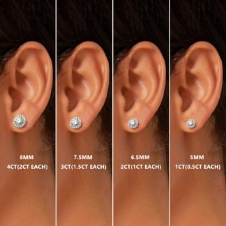 GEMQUEEN Moissanite Halo Earrings Studs : 18K Gold Plated Solid 925 Sterling Silver Stud Earring for Women Men Hypoallergenic Dainty Moissanite Jewelry for Sensitive Ear Round...