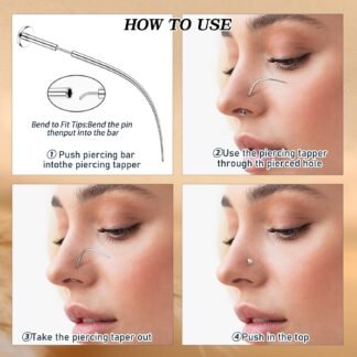 GEMQUEEN Piercing Taper Ball Grabber Tool for Changing Jewelry - 14G 16G 18G 20G Stainless Steel Flat Back Earrings Applicator Tool Threadless Insertion Pin Thread Body Piercing...