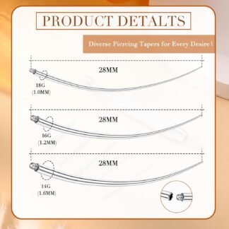 GEMQUEEN Piercing Taper Ball Grabber Tool for Changing Jewelry - 14G 16G 18G 20G Stainless Steel Flat Back Earrings Applicator Tool Threadless Insertion Pin Thread Body Piercing...