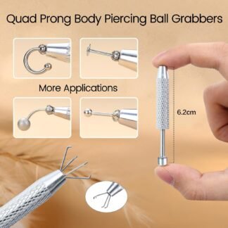 GEMQUEEN Piercing Taper Ball Grabber Tool for Changing Jewelry - 14G 16G 18G 20G Stainless Steel Flat Back Earrings Applicator Tool Threadless Insertion Pin Thread Body Piercing...