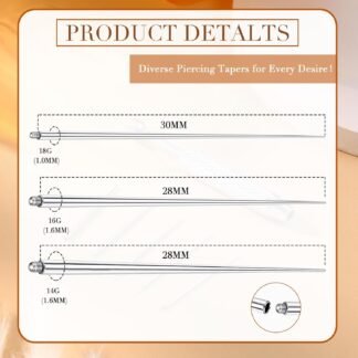 GEMQUEEN Piercing Taper Ball Grabber Tool for Changing Jewelry - 14G 16G 18G 20G Stainless Steel Flat Back Earrings Applicator Tool Threadless Insertion Pin Thread Body Piercing...
