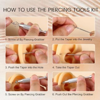 GEMQUEEN Piercing Taper Ball Grabber Tool for Changing Jewelry - 14G 16G 18G 20G Stainless Steel Flat Back Earrings Applicator Tool Threadless Insertion Pin Thread Body Piercing...