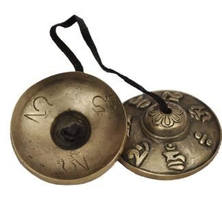 Gift Hand Tuned Meditation Tibetan Tingsha Cymbals Bell OM Mane Padme Hum Symbols Embossed Musical Instruments Manjeera Traditional Percussion Instrument Indian folk devotional...