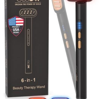 GLO24K 6-IN-1 Beauty Therapy Wand for the Face, Eyes, and Neck. Based on Dual LED Light Therapy, Thermal, Vibration, and Micro-Current Technologies.Skin Rejuvenation