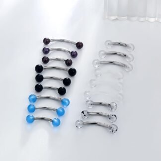 Goerhsjie 16g 6/8/10mm White/Pink/Black Eyebrow/Rook/Snug/Vertical-Labret/VCH/Snake-Eyes/Anti-Tragus/Christina/Daith/Belly-Button/Bridge/Hood/Surface Curved Barbell Piercing...