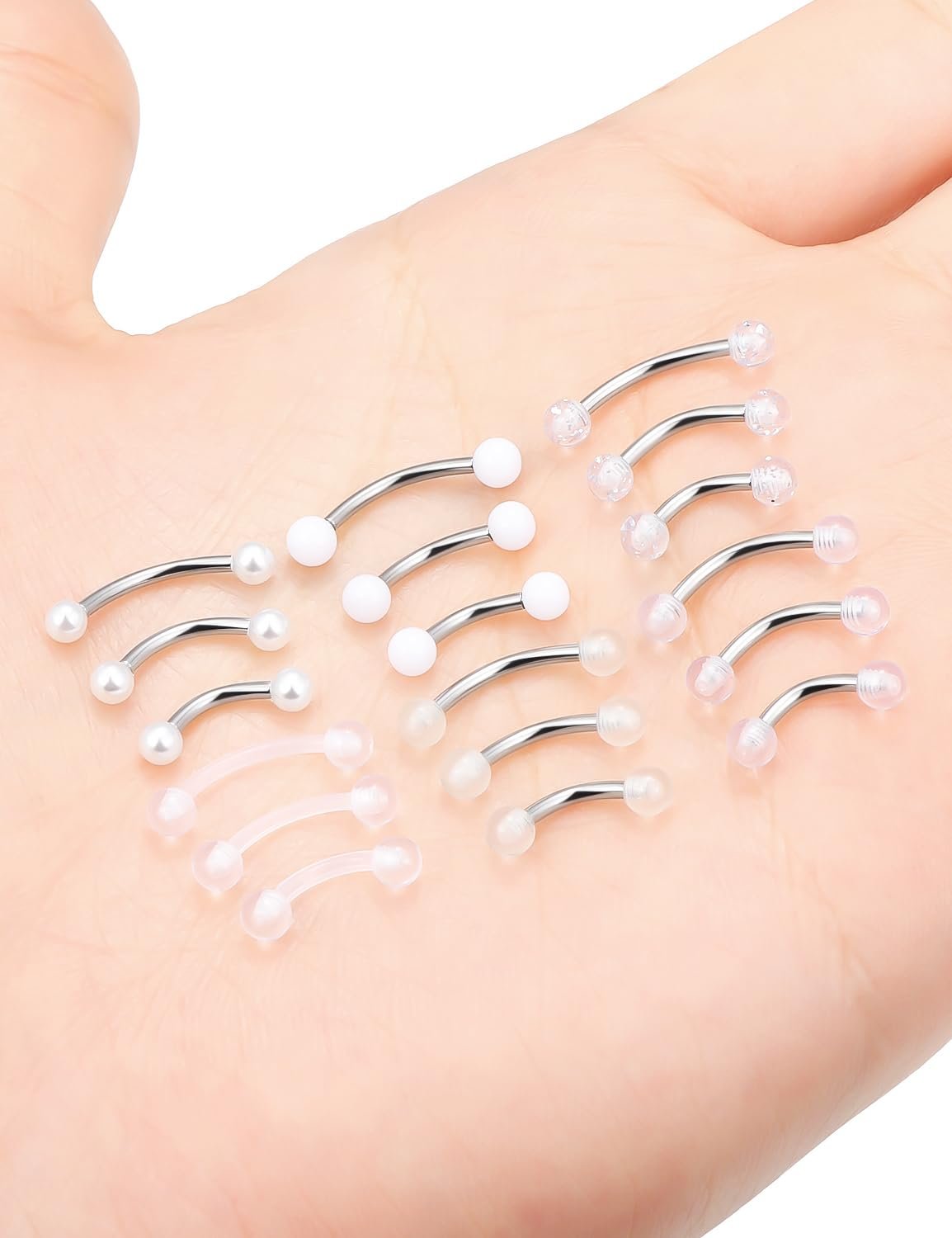 Goerhsjie 16g 6810mm WhitePinkBlack EyebrowRookSnugVertical-LabretVCHSnake-EyesAnti-TragusChristinaDaithBelly-ButtonBridgeHoodSurface Curved Barbell Piercing - lunas-mystic-emporium.com Goerhsjie 16g 6/8/10mm White/Pink/Black Eyebrow/Rook/Snug/Vertical-Labret/VCH/Snake-Eyes/Anti-Tragus/Christina/Daith/Belly-Button/Bridge/Hood/Surface Curved Barbell Piercing...