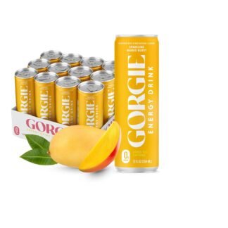GORGIE Sugar Free Natural Energy Drinks, Sparkling Mango Tango (12 Pack) - Healthy Energy Drinks - Natural Coffee Replacement with Green Tea Caffeine and Biotin - 150mg...