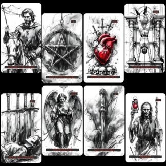 Gothic Whispers Tarot Cards, 78 Monochrome Beauty and Darkly Playful wit, Tarot Cards with Guidebook, Each Card is Illustrated in Bold Black and White, echoing The Style of...