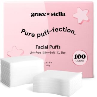 grace & stella Face Pads for Toner, Essence, and DIY Mask (100 Count) - Soft, Lint-Free Makeup Remover Pads - Durable Facial Pad for Skincare - Vegan, Cruelty-Free