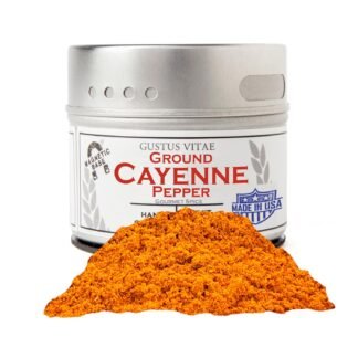 Ground Cayenne Pepper | All Natural | Non GMO | 1.6 oz (45 g) | Gourmet Spice | Small Batch | Artisanal Rub | Seasoning Pack | Magnetic Tin | Gustus Vitae | #401