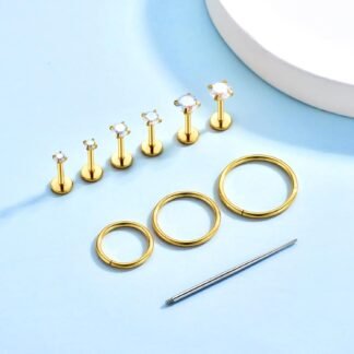 Guicjwl 16G 18G Surgical Steel Internal Thread Stud Piercing Jewelry Set Nose Medusa Lip Labret Stud Hypoallergenic Clicker Hoop Septum Rings Cartilage Tragus Helix Conch...