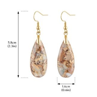 HAISWET Stone Drop Earrings for Women Earrings Teardrop Jasper Stone Dangle Earrings