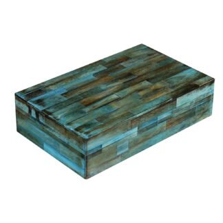 Handicrafts Home Decorative Storage Box with Lid- 8x5x2” Small Keepsake, Trinket Box, Memory Box- Decorative Boxes for Home Decor, Centre Table, Giftable Storage Accent- Verdigris
