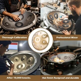 Handpan 22 Inches Drum Set, 440Hz 9 Notes Hand Drum Instrument, Premium Steel Hand Drum, Includes Carrying Case, Drumsticks, Spiral Wraps, Instruction Guide