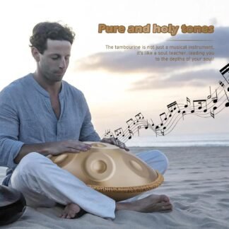 Handpan 22 Inches Drum Set, 440Hz 9 Notes Hand Drum Instrument, Premium Steel Hand Drum, Includes Carrying Case, Drumsticks, Spiral Wraps, Instruction Guide