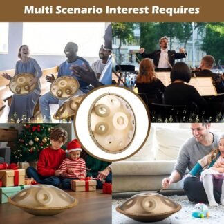 Handpan 22 Inches Drum Set, 440Hz 9 Notes Hand Drum Instrument, Premium Steel Hand Drum, Includes Carrying Case, Drumsticks, Spiral Wraps, Instruction Guide