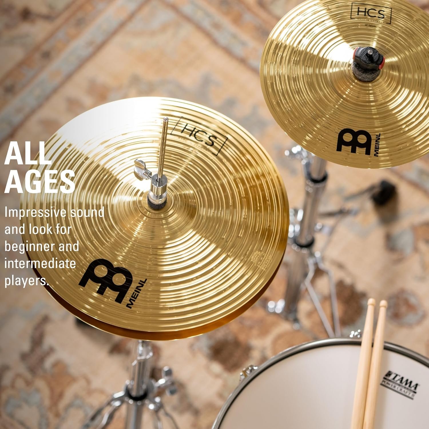 HCS Cymbal Set Box Pack for Drums with 13 Hihats 14 Crash Plus Free 10 Splash Sticks Lessons MADE IN GERMANY Durable Brass 2-YEAR WARRANTY - lunas-mystic-emporium.com HCS Cymbal Set Box Pack for Drums with 13" Hihats, 14" Crash, Plus Free 10" Splash, Sticks, Lessons — MADE IN GERMANY — Durable Brass, 2-YEAR WARRANTY
