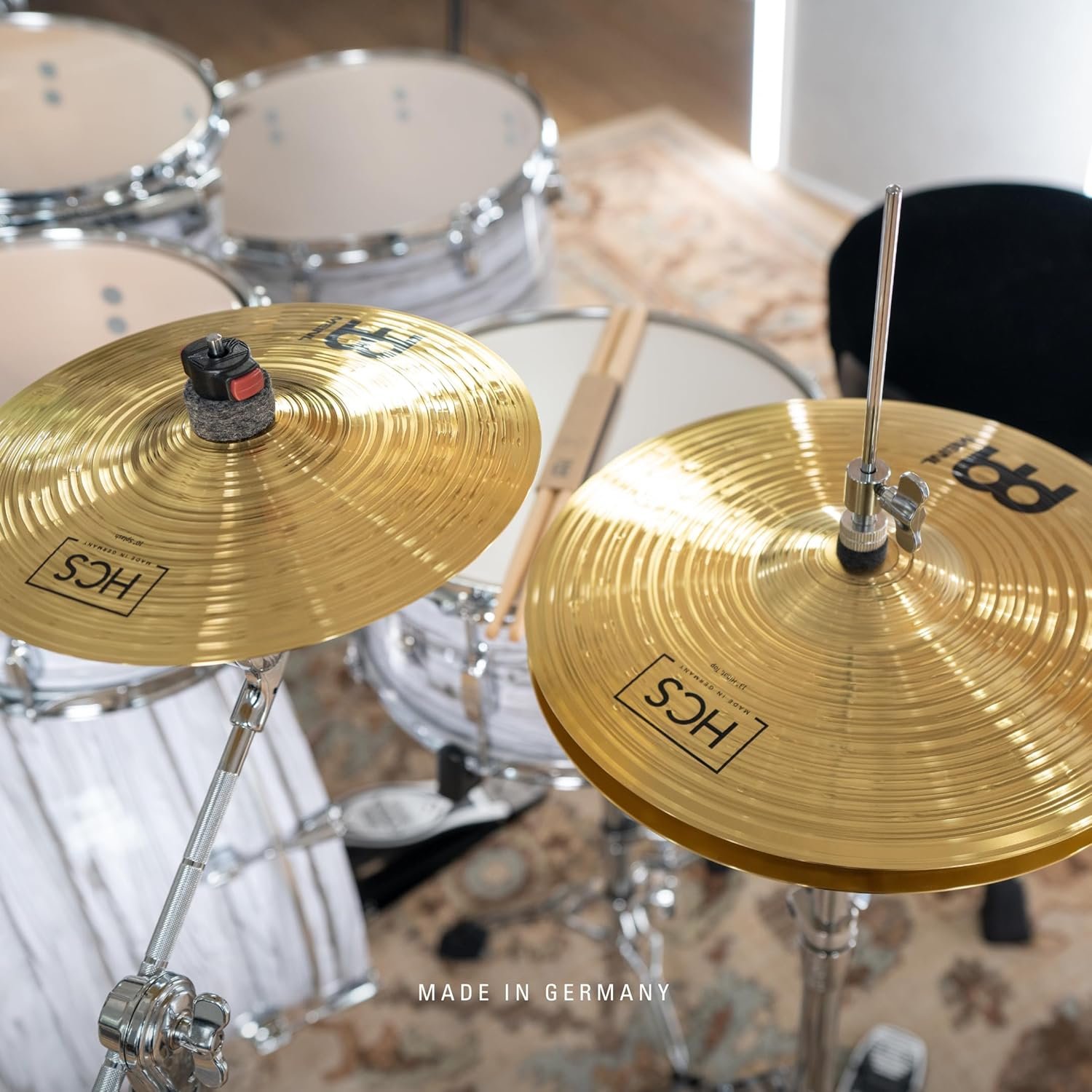 HCS Cymbal Set Box Pack for Drums with 13 Hihats 14 Crash Plus Free 10 Splash Sticks Lessons MADE IN GERMANY Durable Brass 2-YEAR WARRANTY - lunas-mystic-emporium.com HCS Cymbal Set Box Pack for Drums with 13" Hihats, 14" Crash, Plus Free 10" Splash, Sticks, Lessons — MADE IN GERMANY — Durable Brass, 2-YEAR WARRANTY