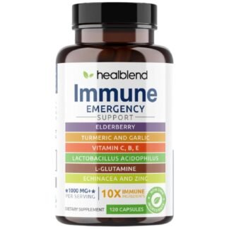 healblend 10 in 1 Immune Support Supplement Booster with Elderberry, Zinc, Echinacea, Turmeric, Lactobacillus Acidophilus, for Adults [120 Capsules]
