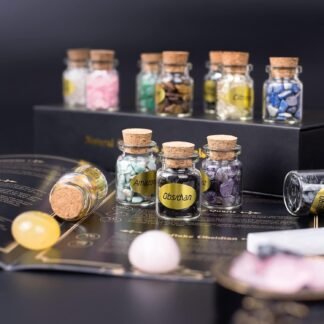 Healing Crystals in Jars 16 PCS, Christmas Gift for Women, Polished Crystal Chips, Trinkets and Gem Stones Set for Witchcraft Supplies, Mini Gemstones, Beginner Crystal Kit