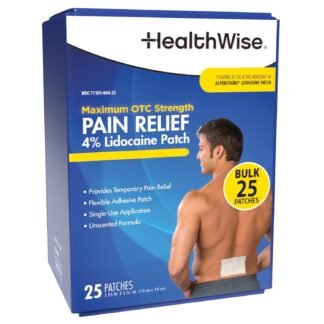 HealthWise 4% Lidocaine Pain Relief Patch | Maximum OTC Strength | 25-Count | 3.93” x 5.51” | Soothes Minor Aches and Pains | Odor Free | Topical Anesthetic | Easy to Apply...