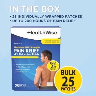 HealthWise 4% Lidocaine Pain Relief Patch | Maximum OTC Strength | 25-Count | 3.93” x 5.51” | Soothes Minor Aches and Pains | Odor Free | Topical Anesthetic | Easy to Apply...