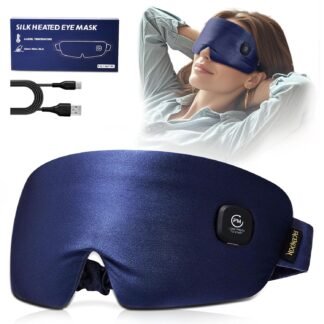 Heated Eye Mask for Dry Eyes - Silk Cordless Warm Eye Compress Moist Heat, FSA Eligible, Eye Heating Pad for Stye Treatment, Tired Eyes, Sleep, Travel, Washable, Rechargeable, Blue