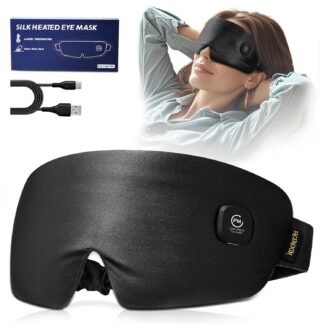 Heated Eye Mask for Dry Eyes - Silk Cordless Warm Eye Compress Moist Heat, Eye Heating Pad for Stye Treatment, Tired Eyes, Sleep, Travel, Washable, Rechargeable, Black