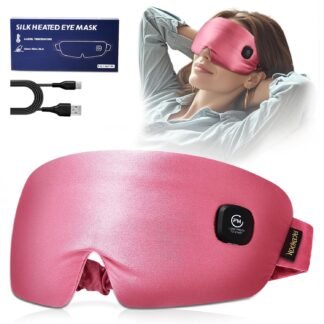 Heated Eye Mask for Dry Eyes - Silk Cordless Warm Eye Compress Moist Heat, Eye Heating Pad for Stye Treatment, Tired Eyes, Sleep, Travel, Washable, Rechargeable, Pink