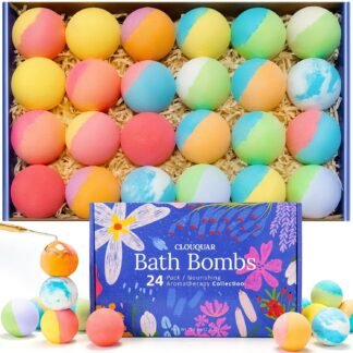 Hemp Oil Bath Bombs Gift Set, 24 Pack Natural Bubble Bath Spa Kit with Pure Essential Oils, Refreshing & Relaxing Bath Gift for Birthday, Mother’s Day & Valentine’s Day