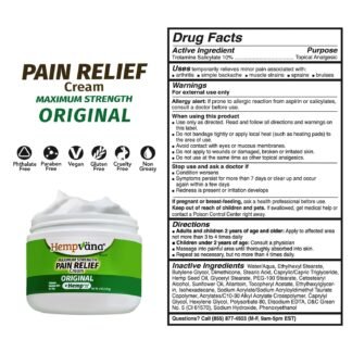 Hempvana Maximum Strength Relief Cream. Hemp Seed Oil for Muscles & Joints, AS SEEN ON TV, Odor-Free, Non-Greasy, Long-Lasting Relief