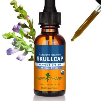 Herb Pharm Certified Organic Skullcap Liquid Extract for Nervous System Support, Organic Cane Alcohol, 1 Ounce