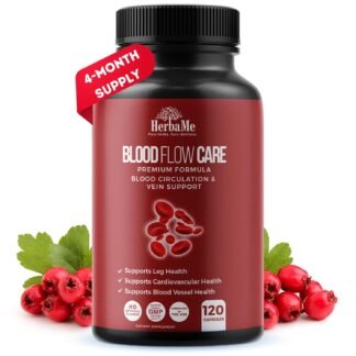 HerbaMe Blood Circulation Supplement, 120 Capsules, Supports Leg Vein, Heart, Vessels and Cardiovascular Health with Niacin, L-Arginine, Ginger, Cayenne Pepper, Hawthorn,...