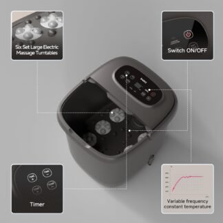 High Depth 14in Feet Foot Spa Electric Rotary Massage with PTC Heating System,Foot Bath with Timer Constant Temperature Control,Handle,and Six Set Electric Massage Balls