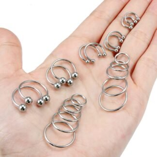 Hoeudjo 16G Stainless Steel Hinged Clicker Segment Septum Rings Horseshoe Earring Nose Lip Ring Hoop Cartilage Tragus Daith Helix Sleeper Earrings Body Piercing Jewelry 8mm-16mm
