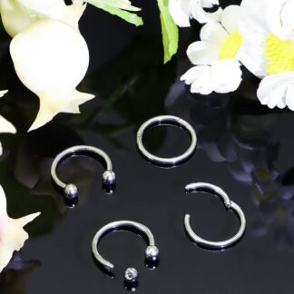 Hoeudjo 16G Stainless Steel Hinged Clicker Segment Septum Rings Horseshoe Earring Nose Lip Ring Hoop Cartilage Tragus Daith Helix Sleeper Earrings Body Piercing Jewelry 8mm-16mm