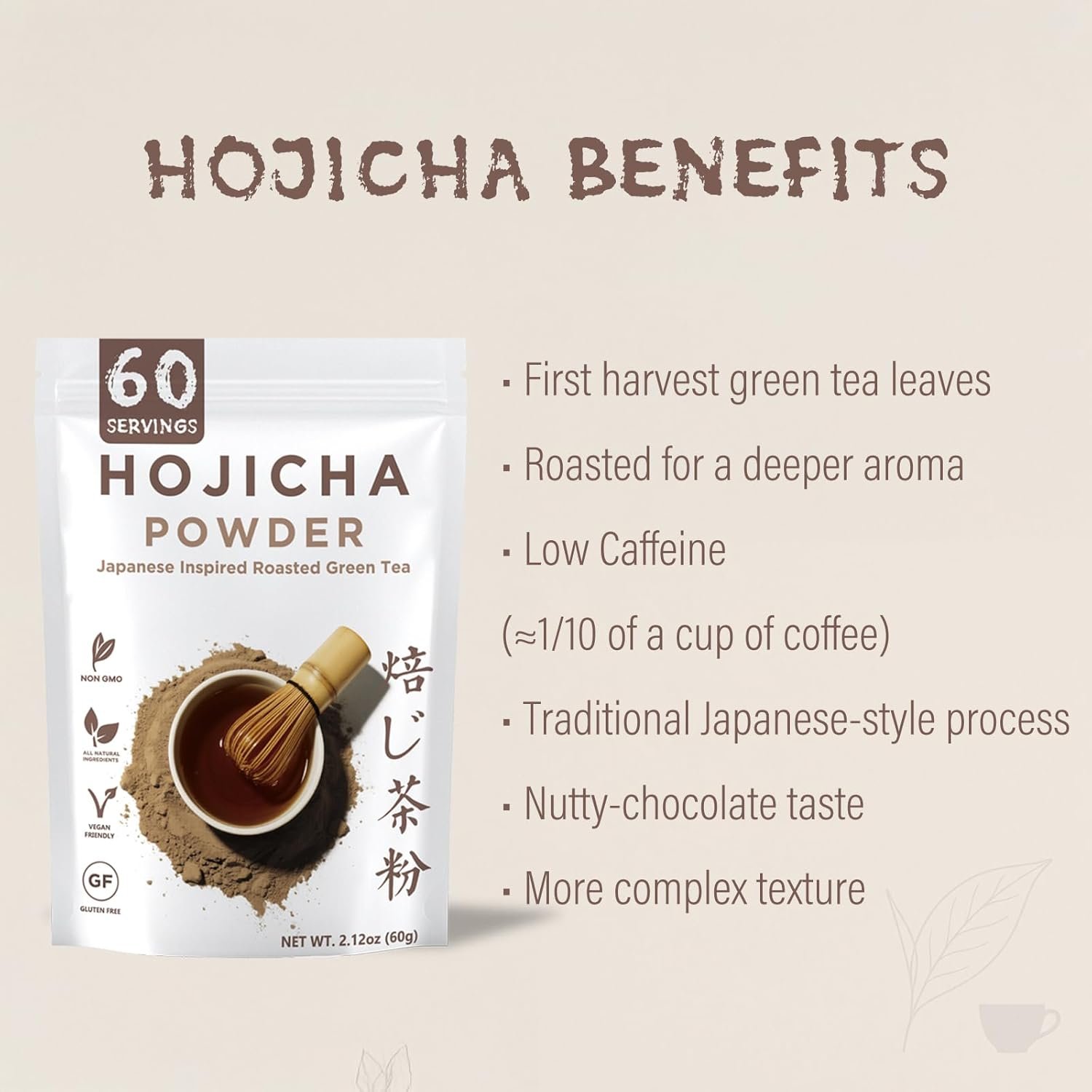 Hojicha Powder Japanese-Style for Latte - 212oz Low Caffeine Roasted Matcha Green Tea Houjicha Powder | Toasty Aroma Less Bitterness | Brew Below 80°C 175°F - lunas-mystic-emporium.com Hojicha Powder Japanese-Style for Latte - 2.12oz Low Caffeine Roasted Matcha Green Tea Houjicha Powder | Toasty Aroma Less Bitterness | Brew Below 80°C / 175°F
